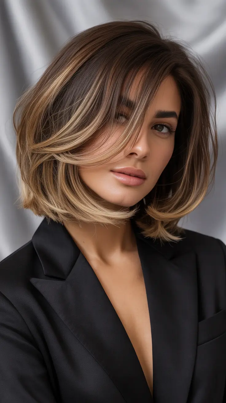 Trendy Fall & Winter Haircuts Ideas 2025–2026 Blended Blonde Lob with Airy Layers