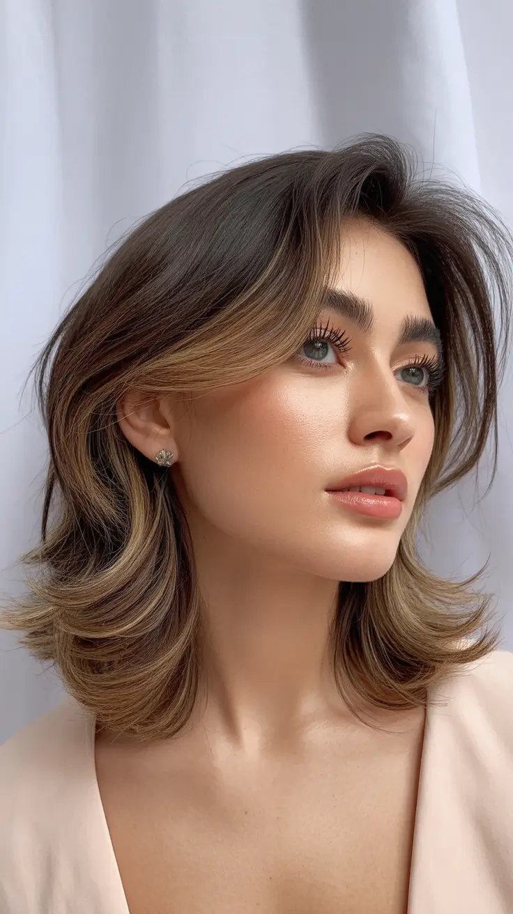 Trendy Fall & Winter Haircuts Ideas 2025–2026 Flipped Layers with Dimensional Brunette Shine