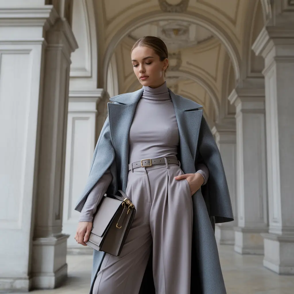 Trendy Outfit for Winter 2025 2026 Graceful Monochrome in Icy Blue