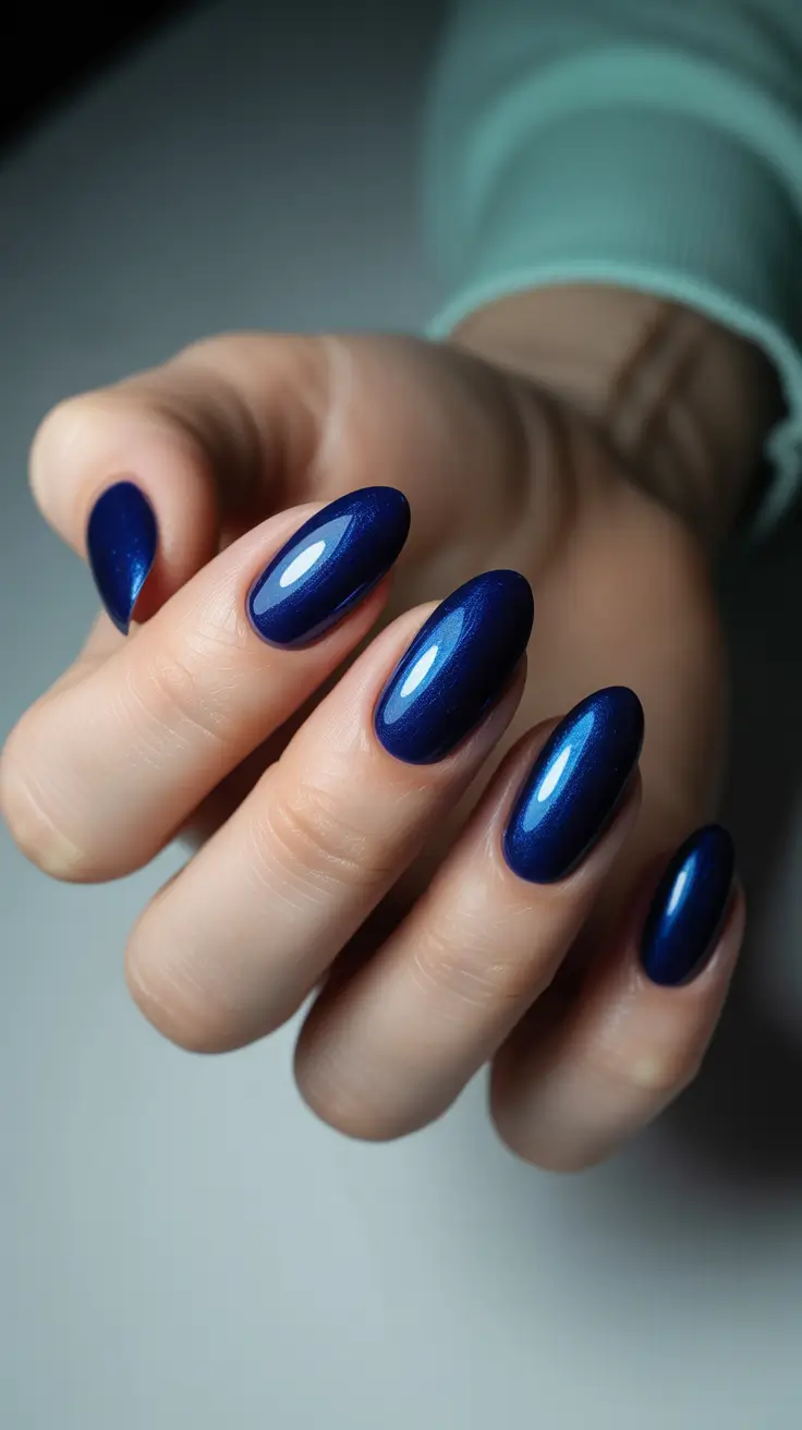 Trendy Simple Winter Nail Ideas 2025-2026 Sapphire Winter Shine