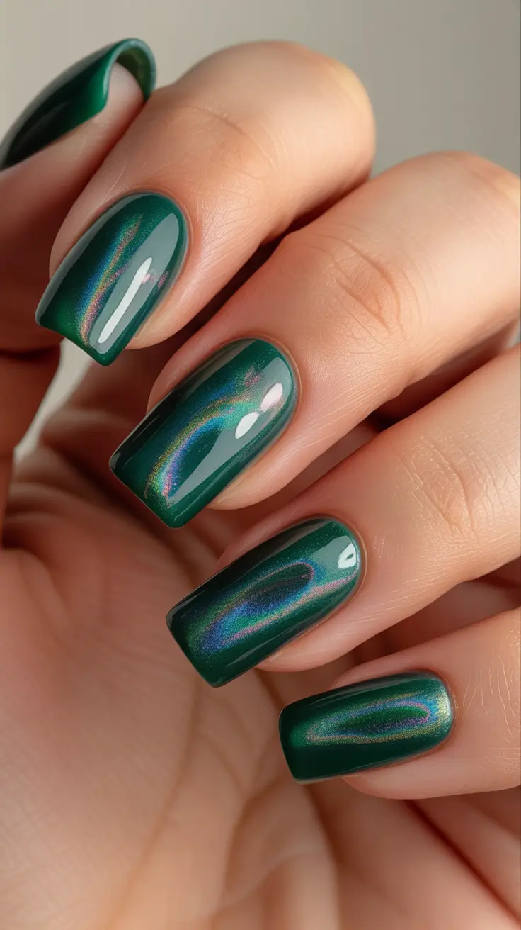 Trendy Simple Winter Nail Ideas 2025-2026 Emerald Glow