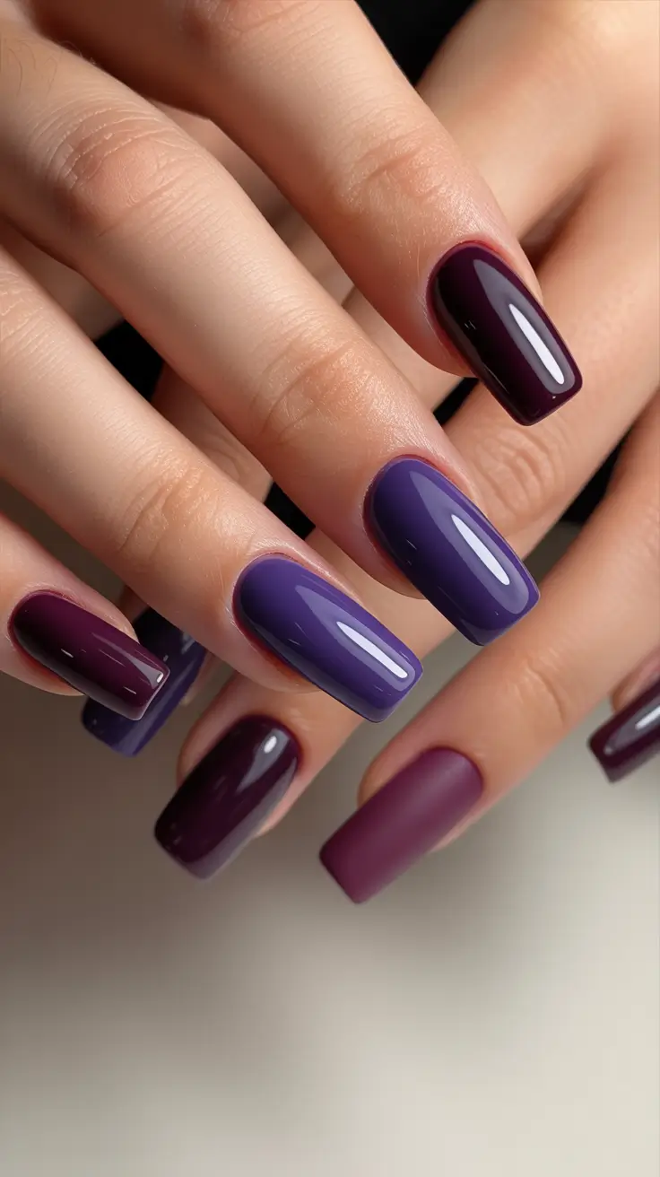 Trendy Simple Winter Nail Ideas 2025-2026 Shades of Plum Harmony