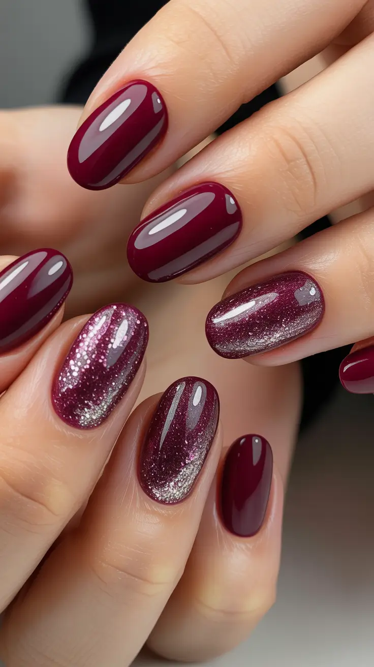 Trendy Simple Winter Nail Ideas 2025-2026 Cherry Wine Glow