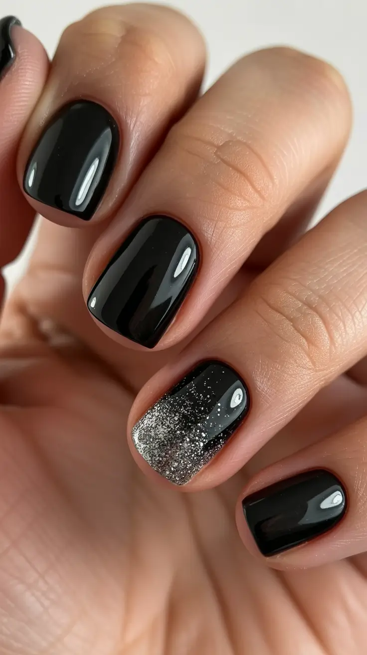 Trendy Simple Winter Nail Ideas 2025-2026 Black Ice Elegance