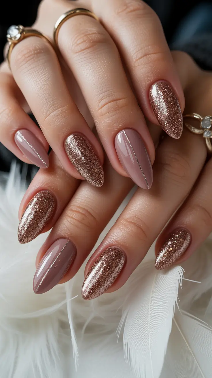 Trendy Simple Winter Nail Ideas 2025-2026 Golden Nude Glow