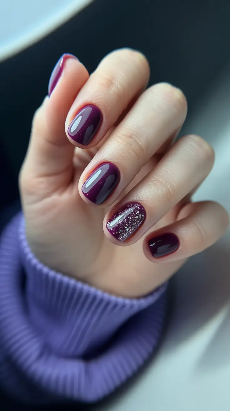 Trendy Winter Nails 2025-2026 Plum Twilight Shine