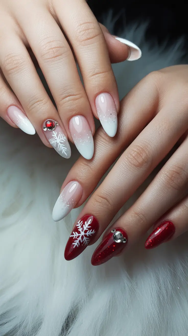 Trendy Winter Nails 2025-2026 Frosted Snowflake Charm