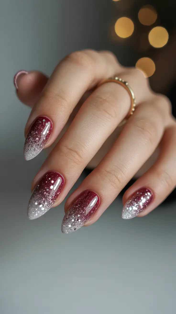 Trendy Winter Nails 2025-2026 Snowfall Burgundy Fade