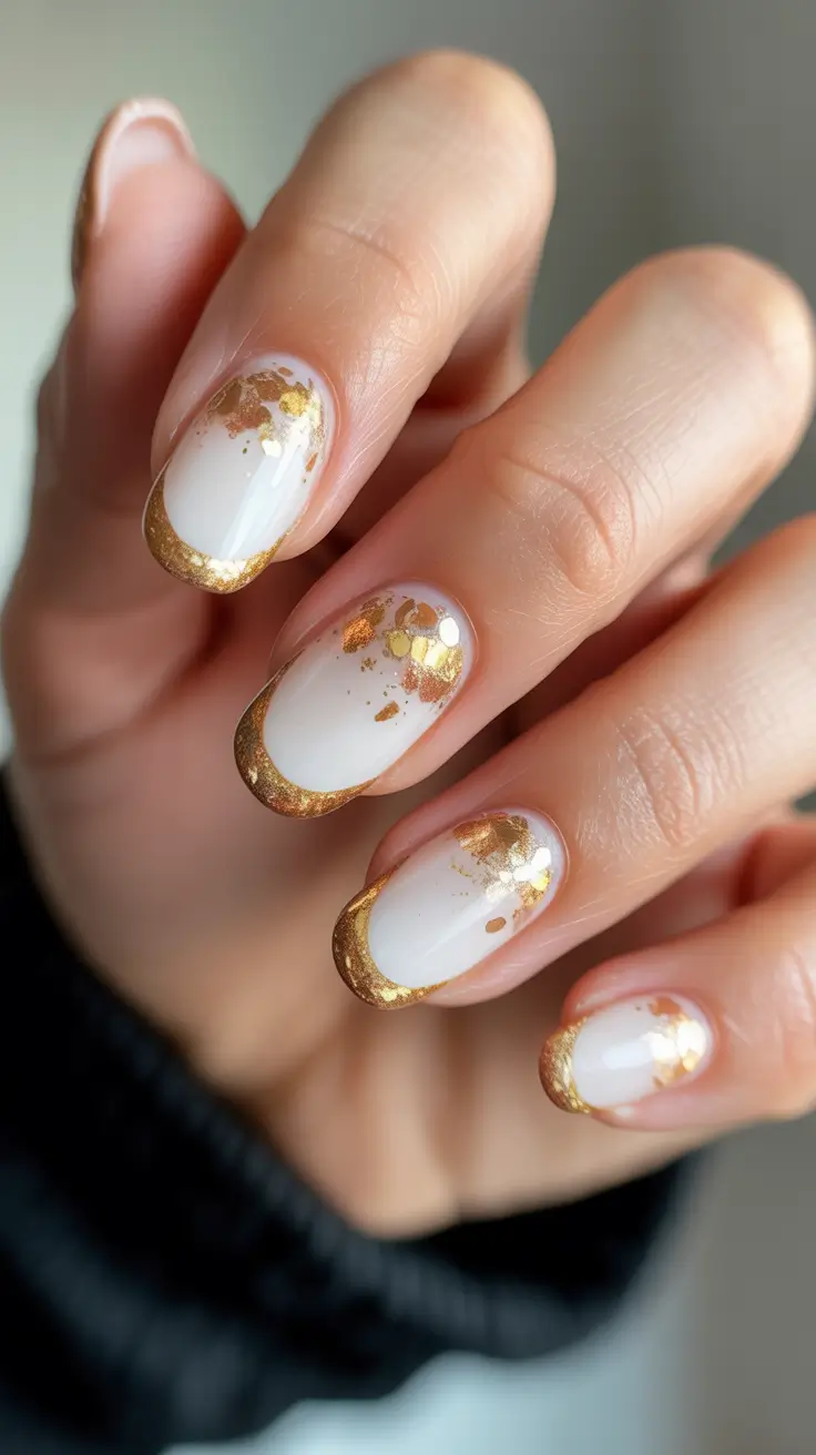 Trendy Winter Nails 2025-2026 Golden Frost Tips