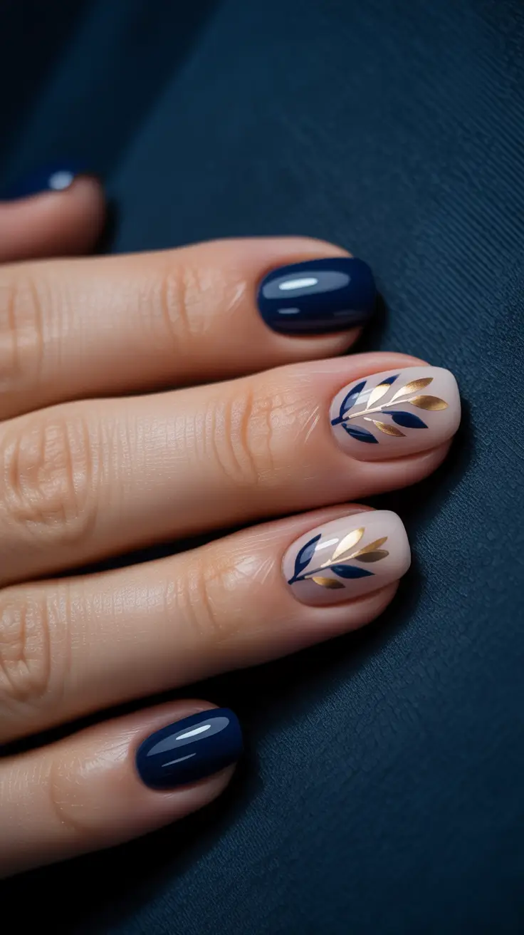 Trendy Winter Nails 2025-2026 Midnight Laurel Elegance