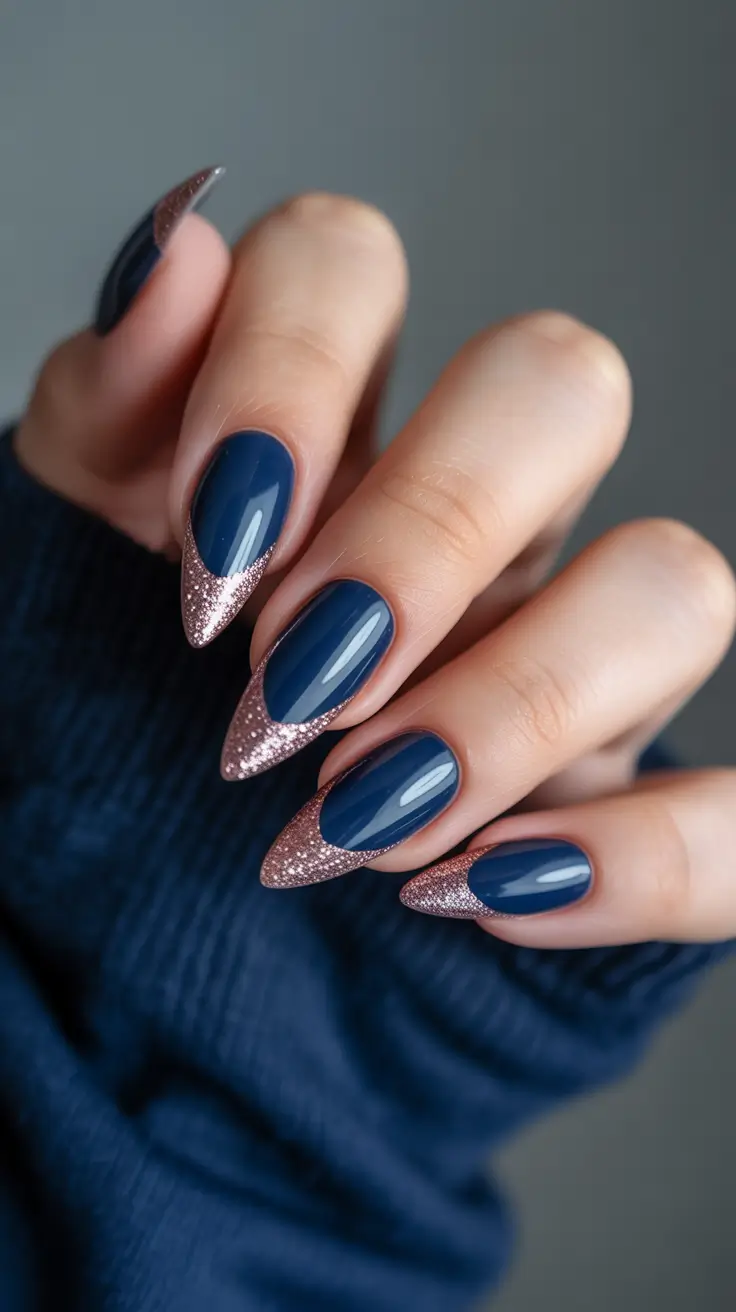 Trendy Winter Nails 2025-2026 Rose Gold Eclipse