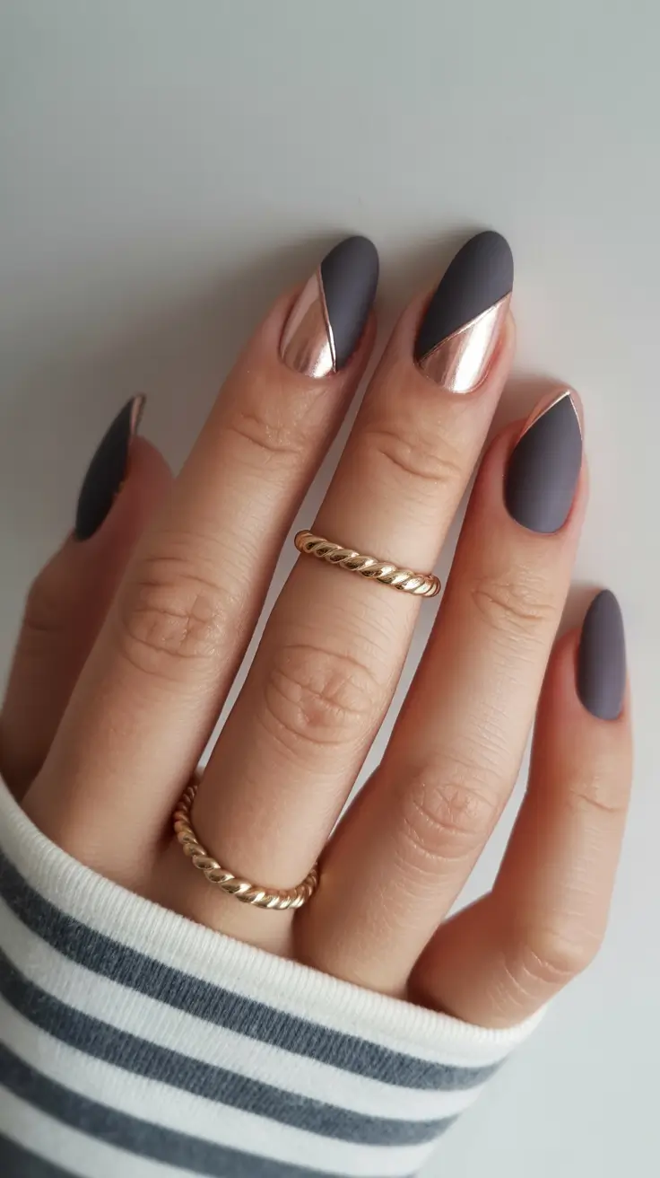 Winter 2025-2026 Dark Nail Colors Ideas Rose and Steel