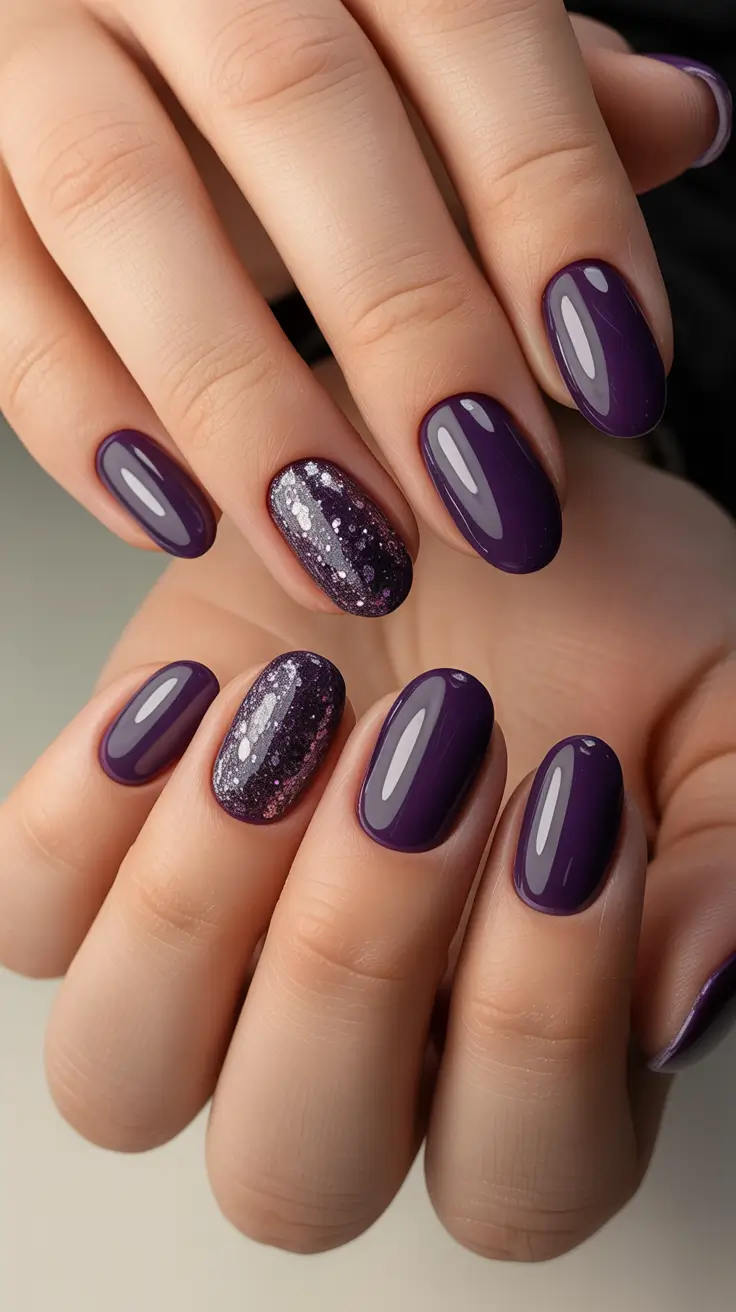 Winter 2025-2026 Dark Nail Colors Ideas Galaxy Grape