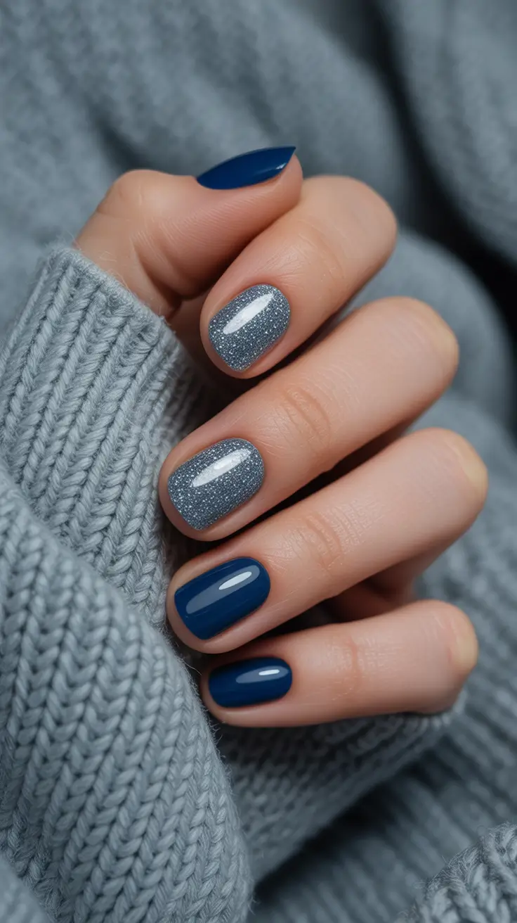 Winter 2025-2026 Dark Nail Colors Ideas Winter Sky Sparkle