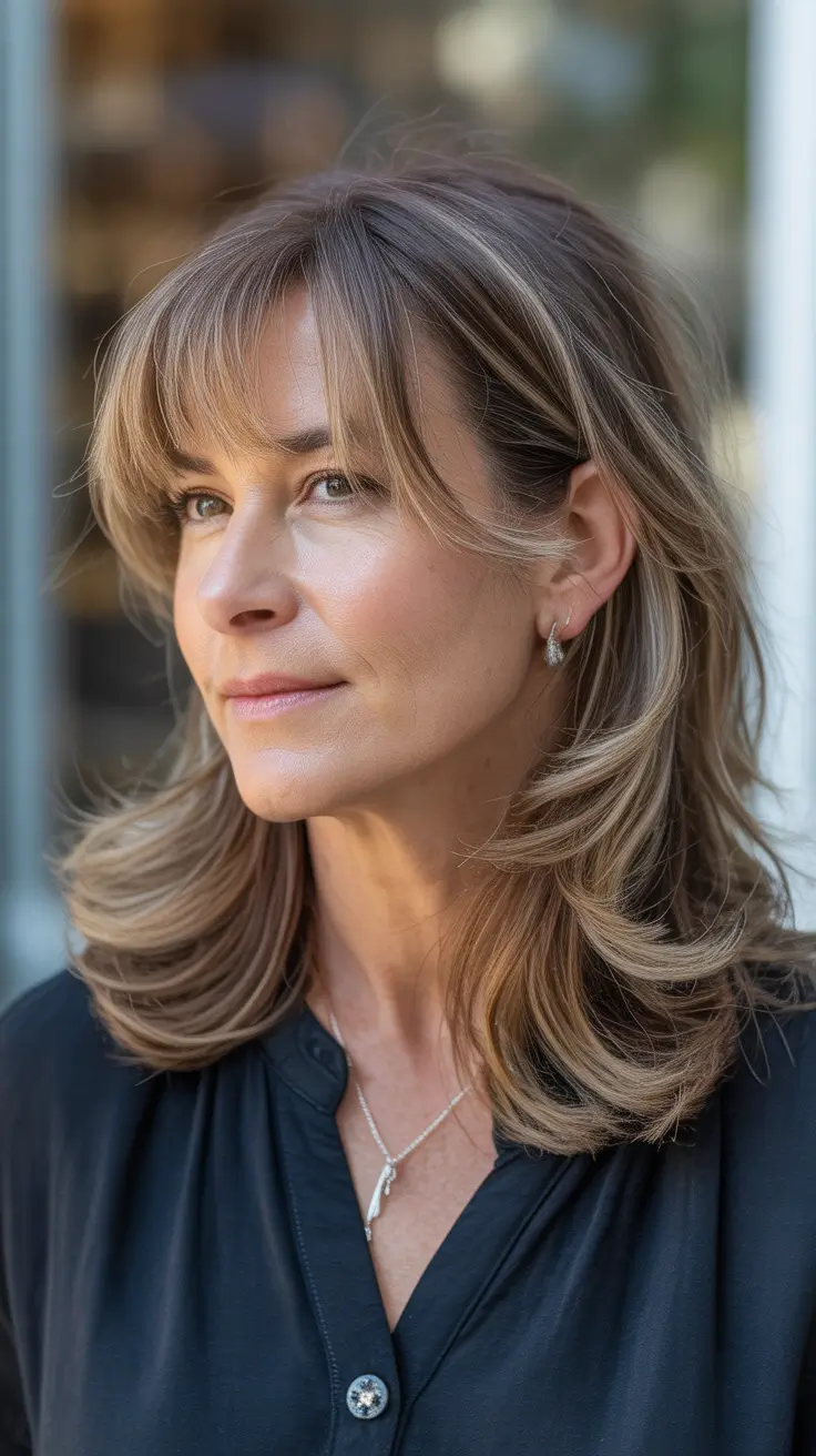 Winter 2025 2026 haircut Layered Mid-Length Cut with Wispy Bangs