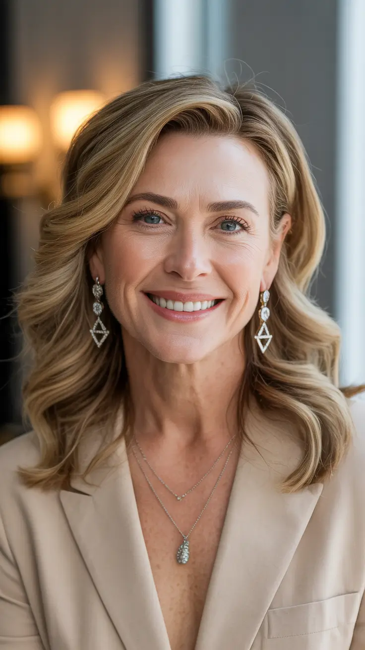 Winter 2025 2026 haircut Golden Soft Waves with Polished Finish