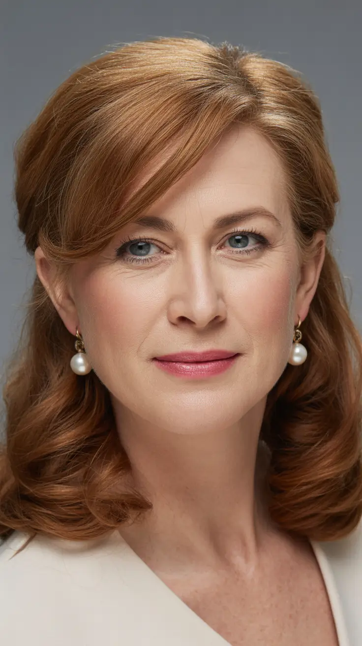 Winter 2025 2026 haircut Polished Auburn Waves with Soft Volume