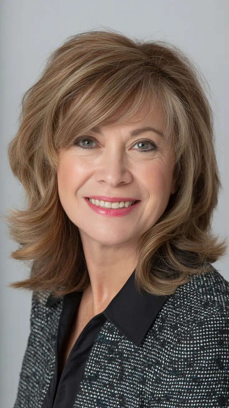 Winter 2025 2026 Haircuts for 50+ Women Voluminous Layered Bob with Side Sweep