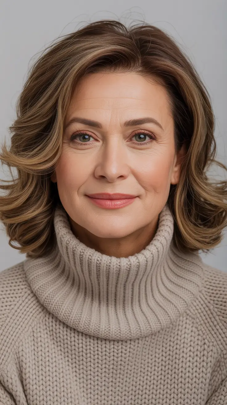 Winter 2025 2026 Haircuts for 50+ Women Soft Chestnut Bob with Gentle Layers