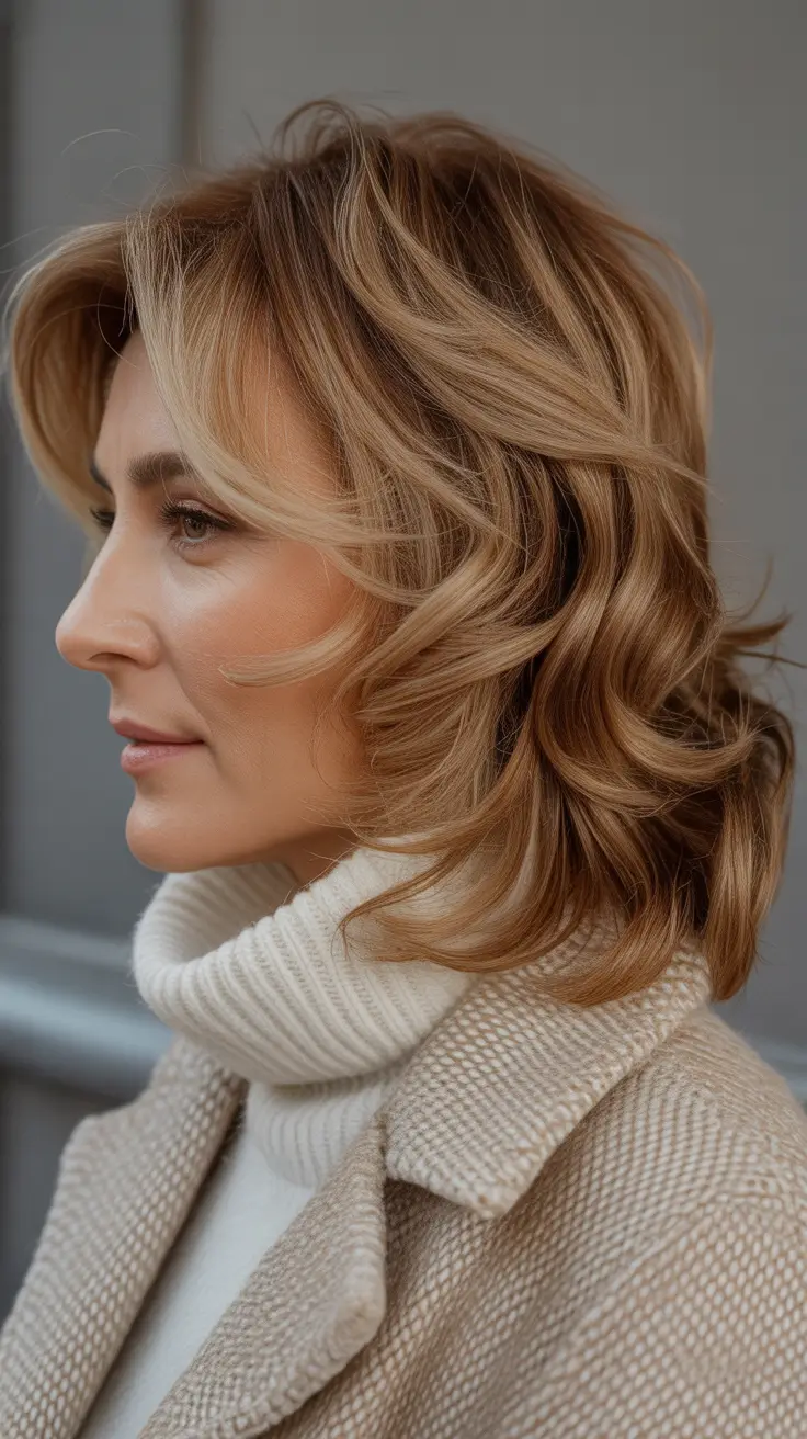 Winter 2025 2026 Haircuts for 50+ Women Textured Honey Layers with Soft Ends