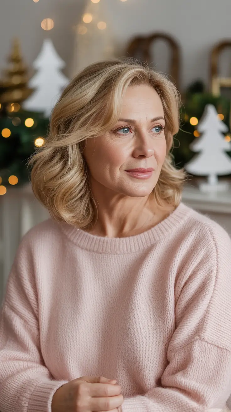 Winter 2025 2026 Haircuts for 60+ Women Soft Blonde Waves with Subtle Layers