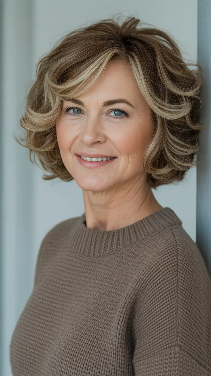 Winter 2025 2026 Haircuts for 60+ Women Soft Caramel Layers with Playful Bounce