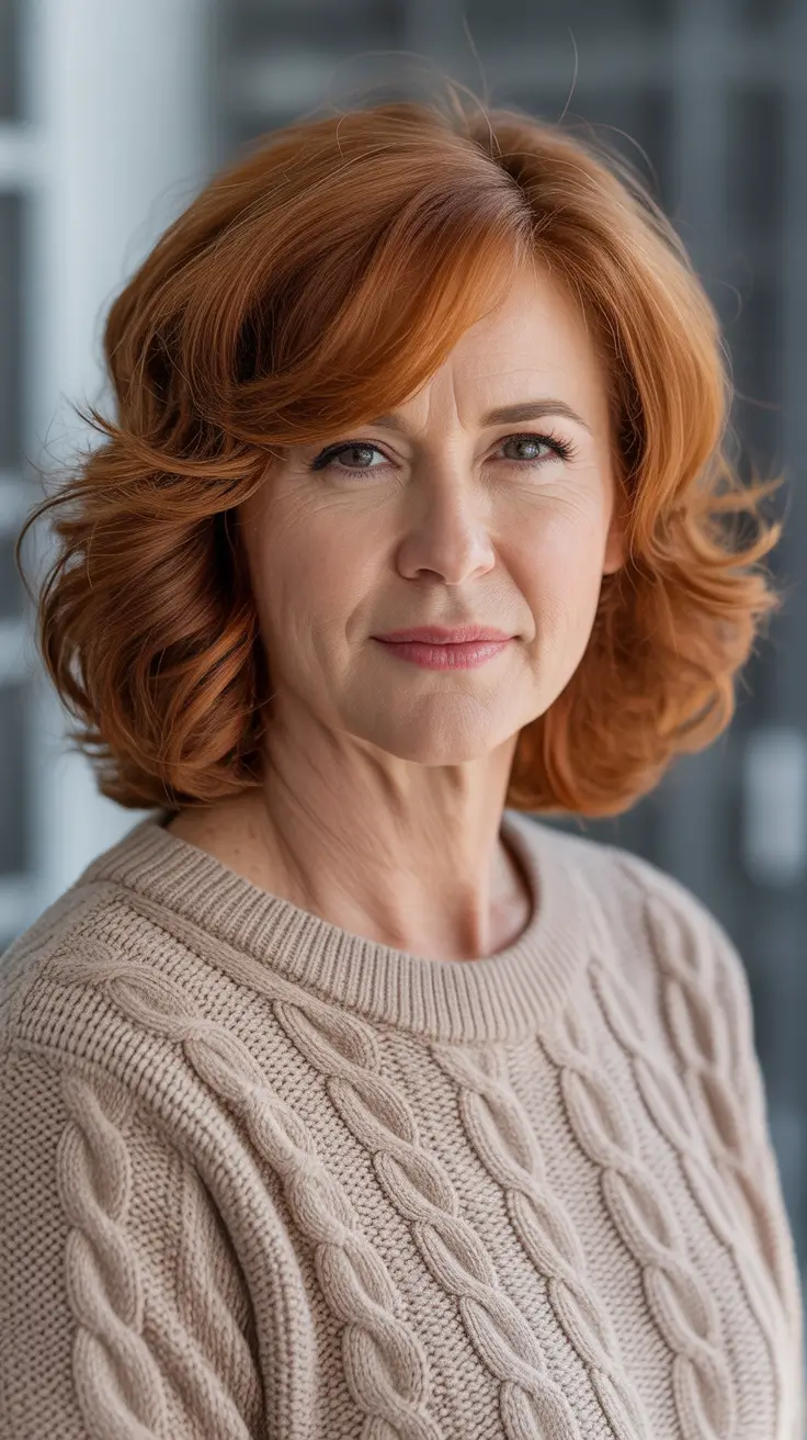 Winter 2025-2026 Hairstyles and Colors for Women Over 50 Elegant Copper Volume