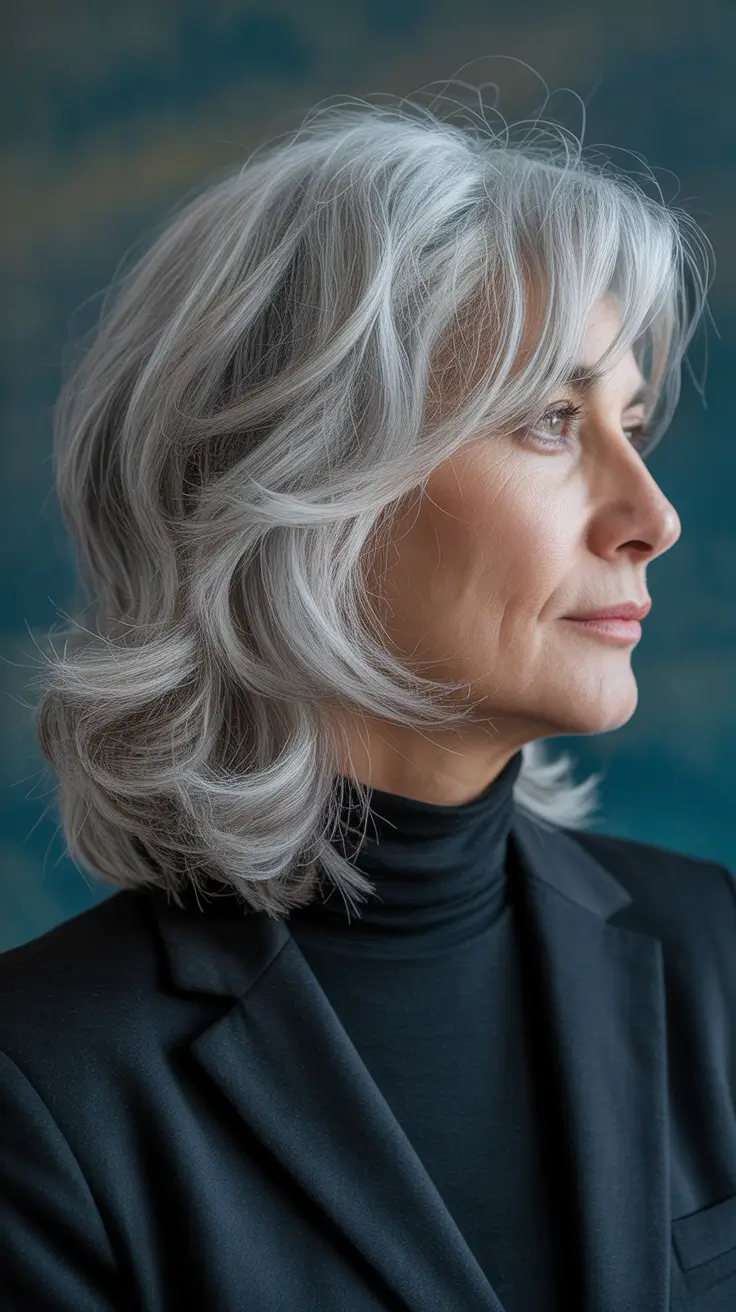 Winter 2025-2026 Hairstyles and Colors for Women Over 50 Silver Layers with Modern Grace