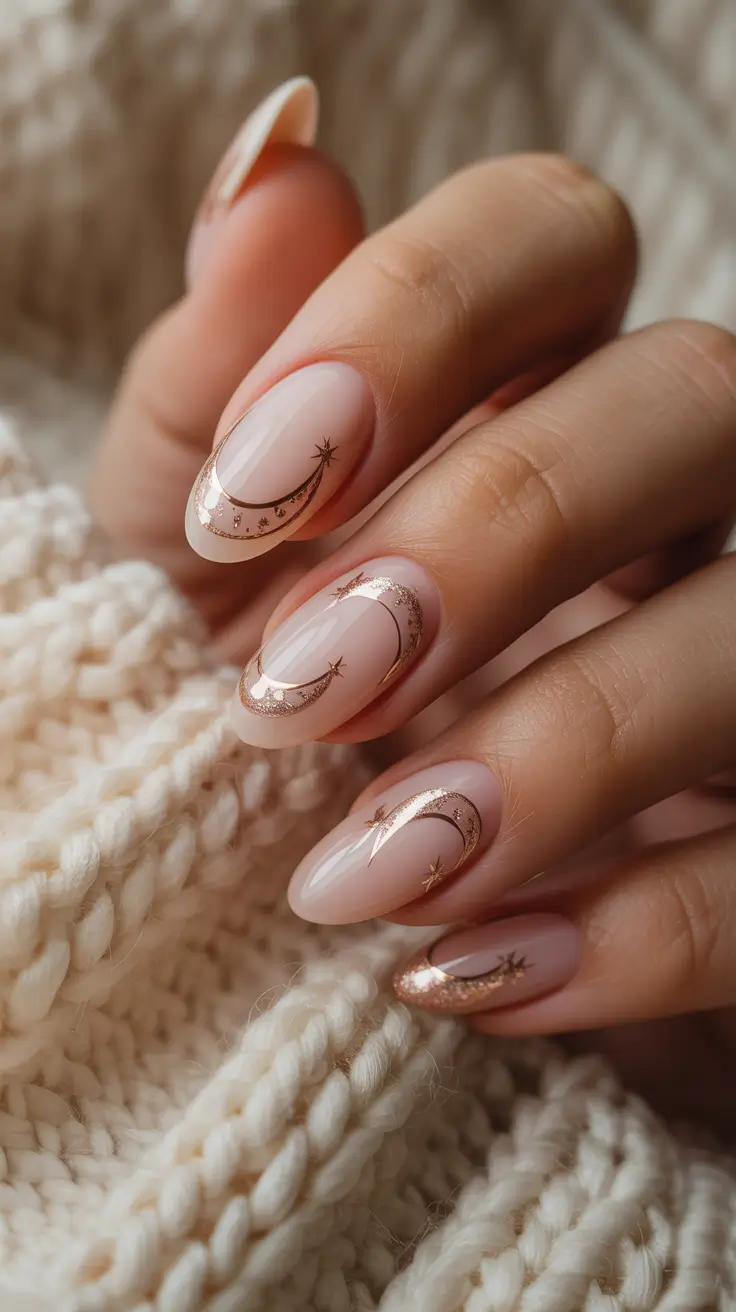 Winter Acrylic Nails 2025–2026 Celestial Moonlit Design