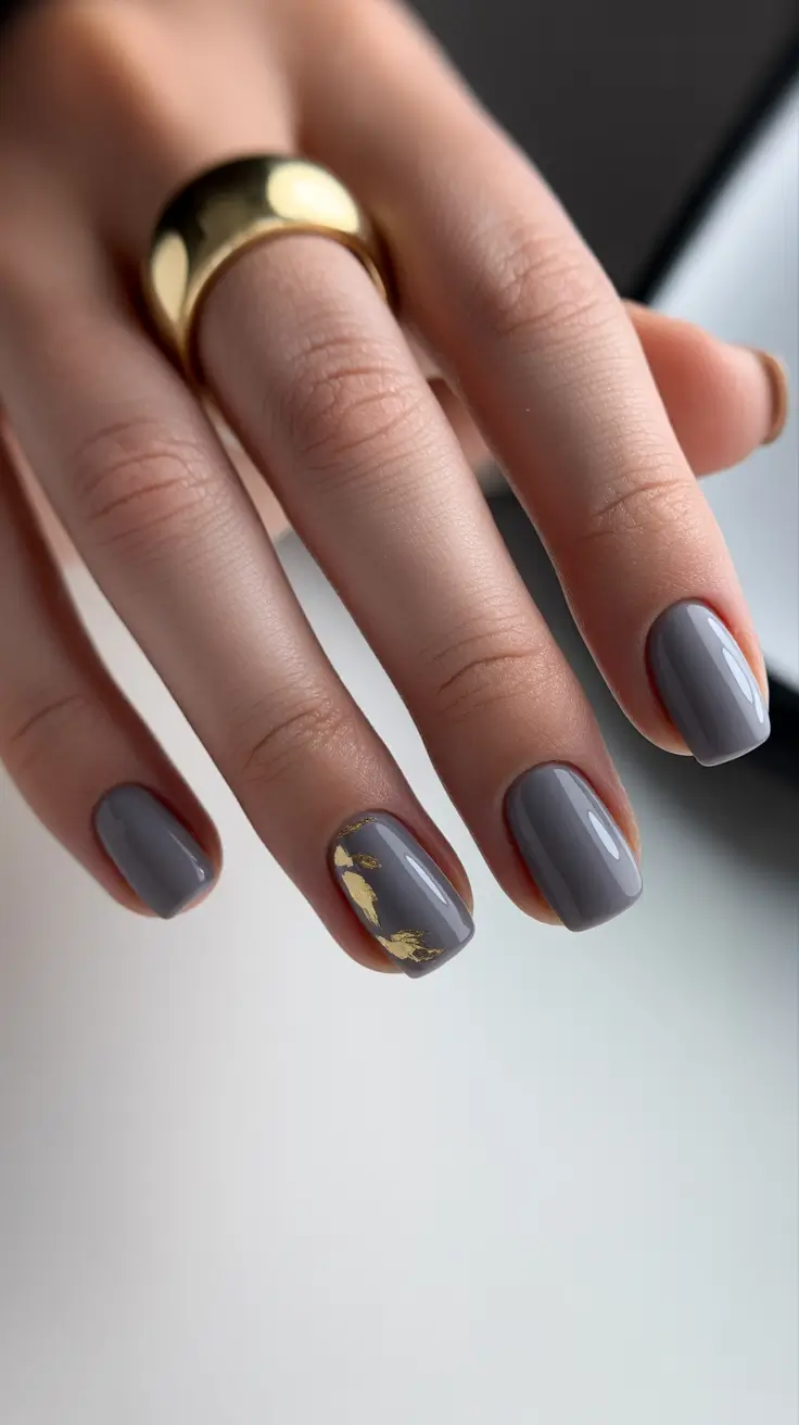 Winter Color Nails 2025-2026 Golden Touch of Gray