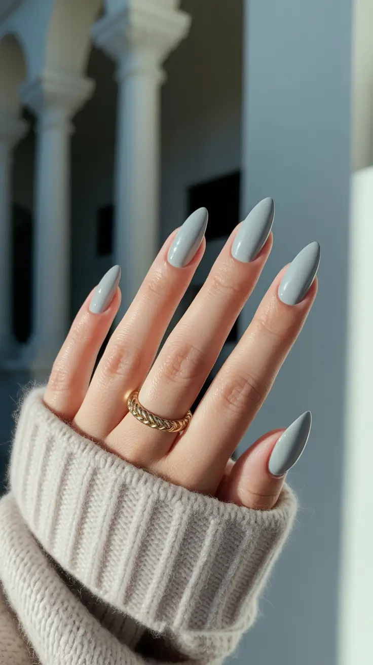 Winter Color Nails 2025-2026 Powdered Blue Calm