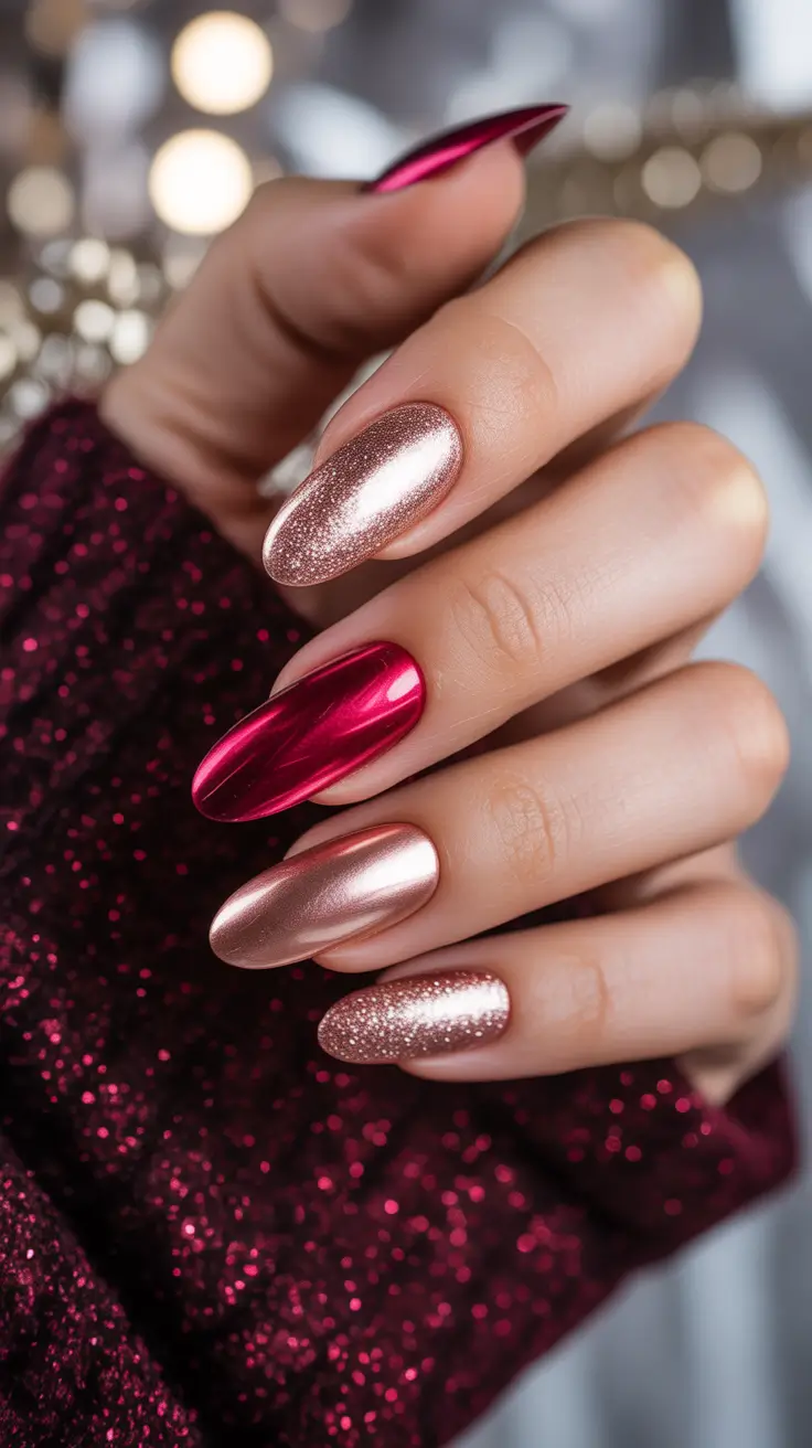 Winter Color Nails 2025-2026 Rose Gold Radiance