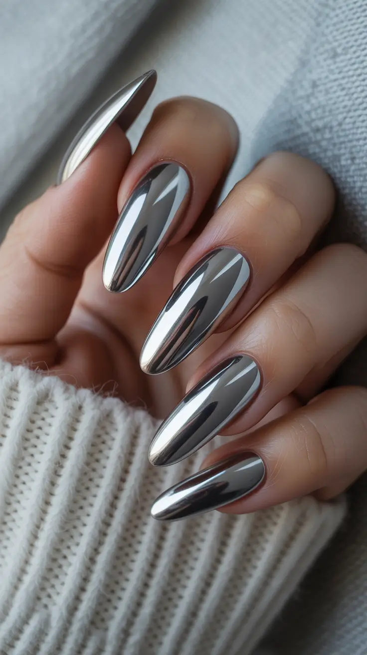 Winter Color Nails 2025-2026 Liquid Chrome Luxe