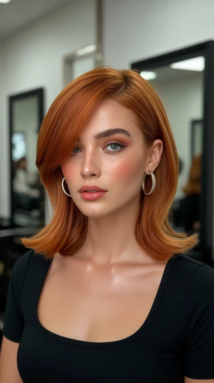 Winter Haircuts and Colors 2025–2026 Trends Cinnamon Shine Mid-Length Cut