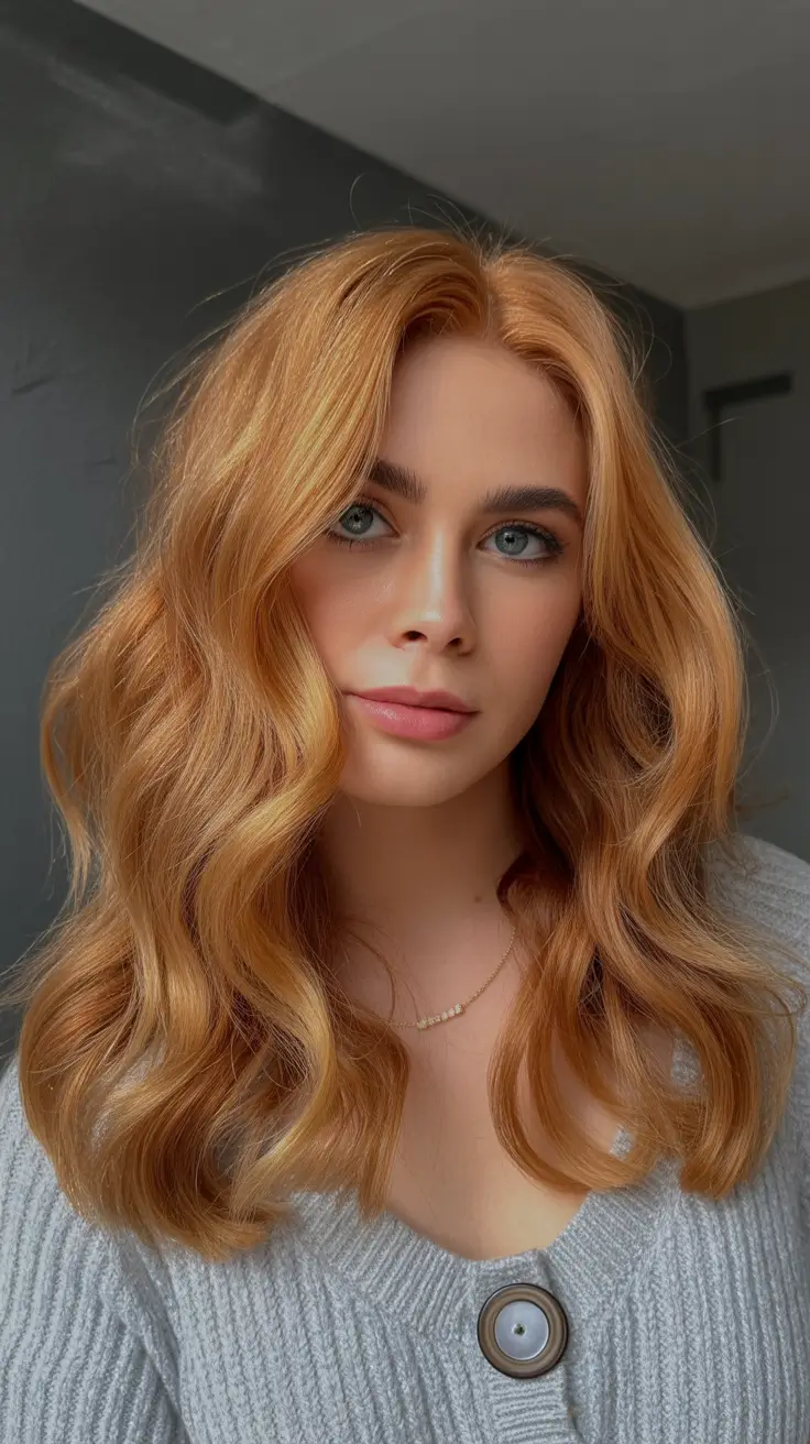 Winter Haircuts and Colors 2025–2026 Trends Golden Copper Waves
