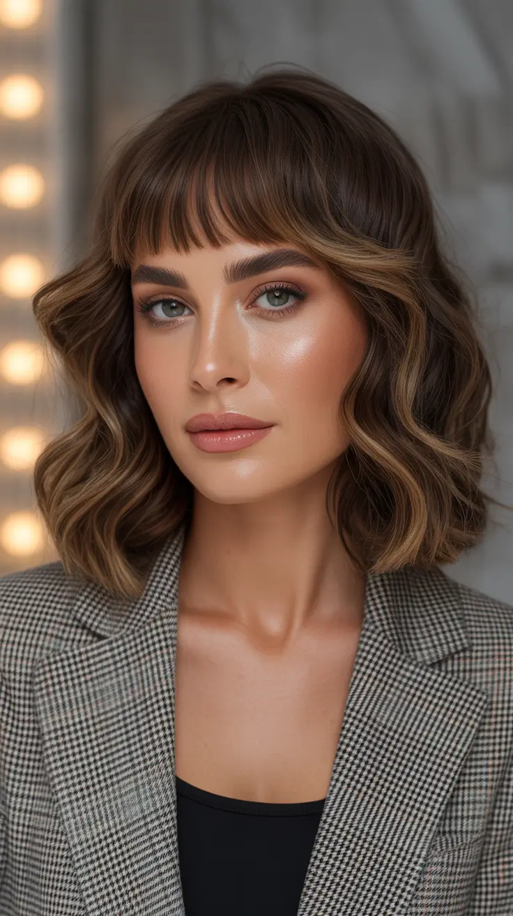 Winter Haircuts and Colors 2025–2026 Trends Textured Bob with Short Bangs
