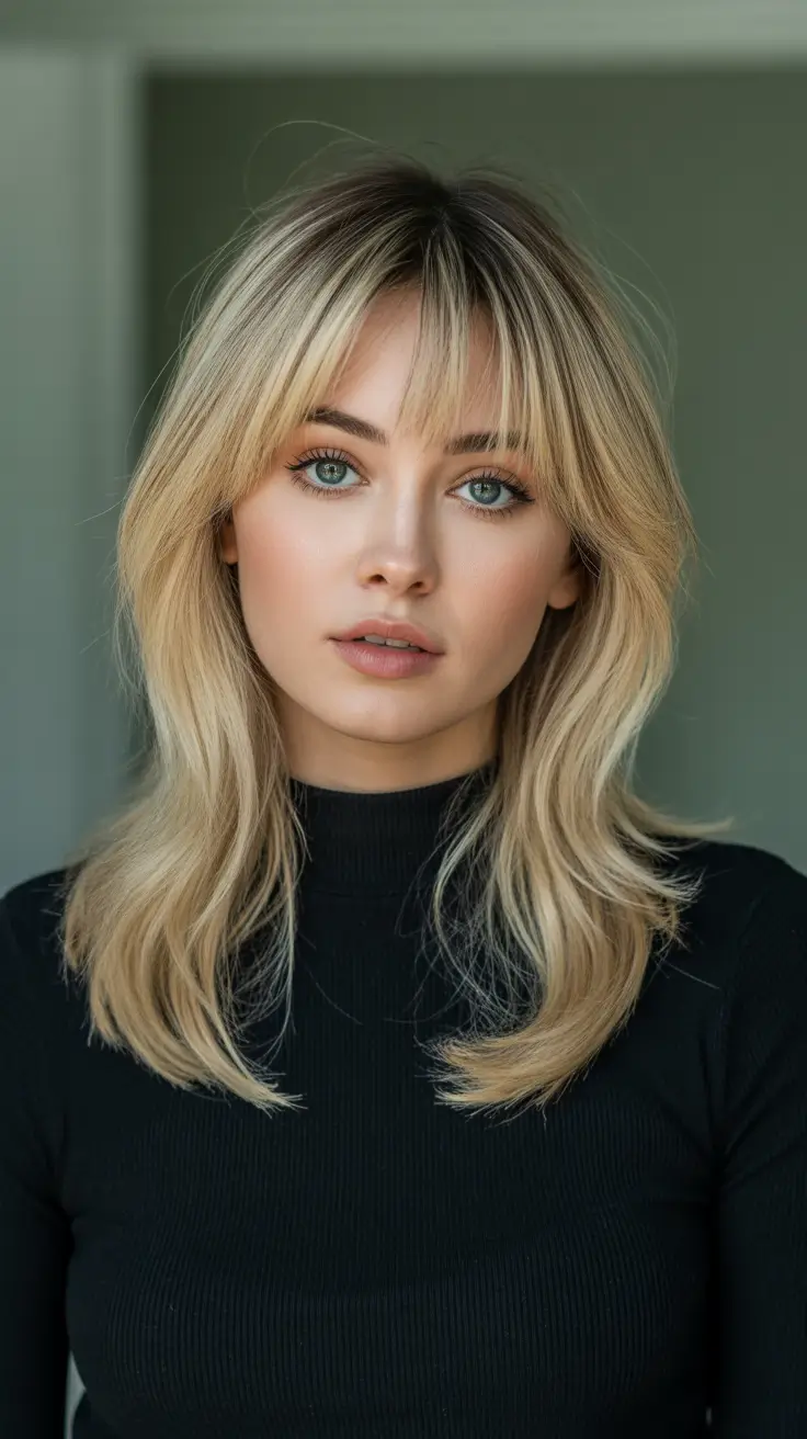 Winter Haircuts for Round Faces 2025 2026 Style Guide Soft Curtain Layers with Wispy Bangs