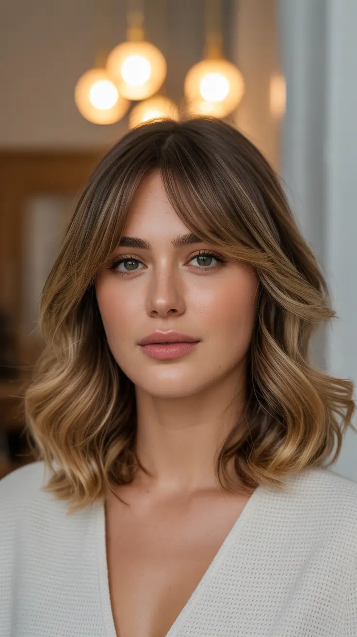 Winter Haircuts for Round Faces 2025 2026 Style Guide Elegant Shoulder-Length Layers