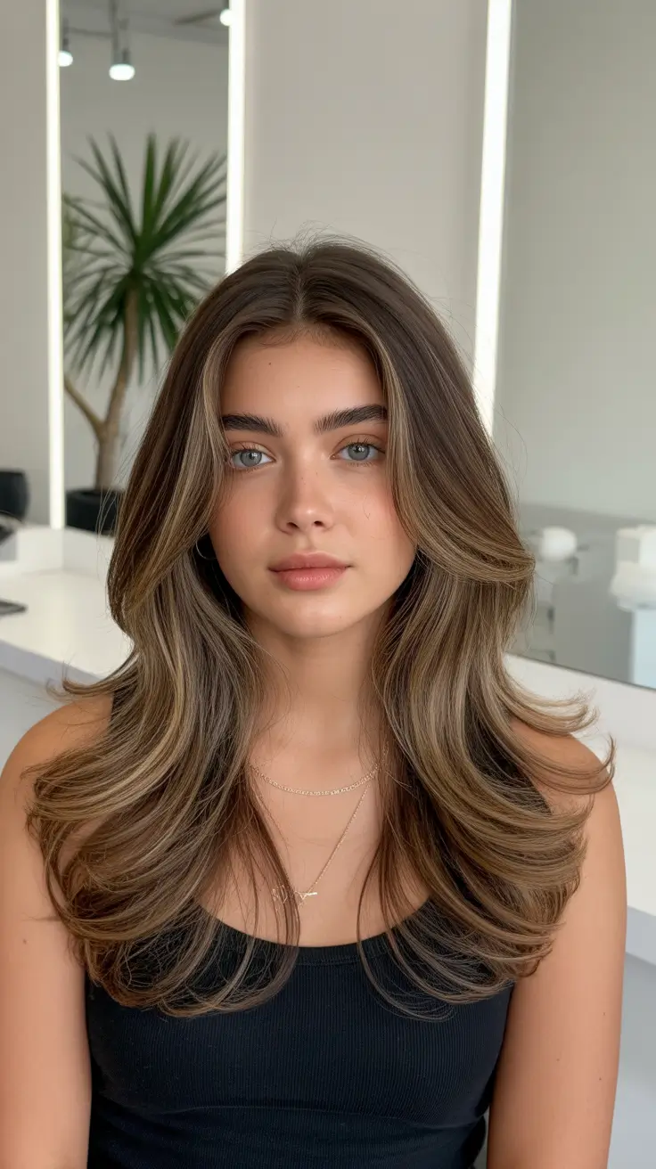 Winter Haircuts for Round Faces 2025 2026 Style Guide Face-Framing Layers with a Middle Part