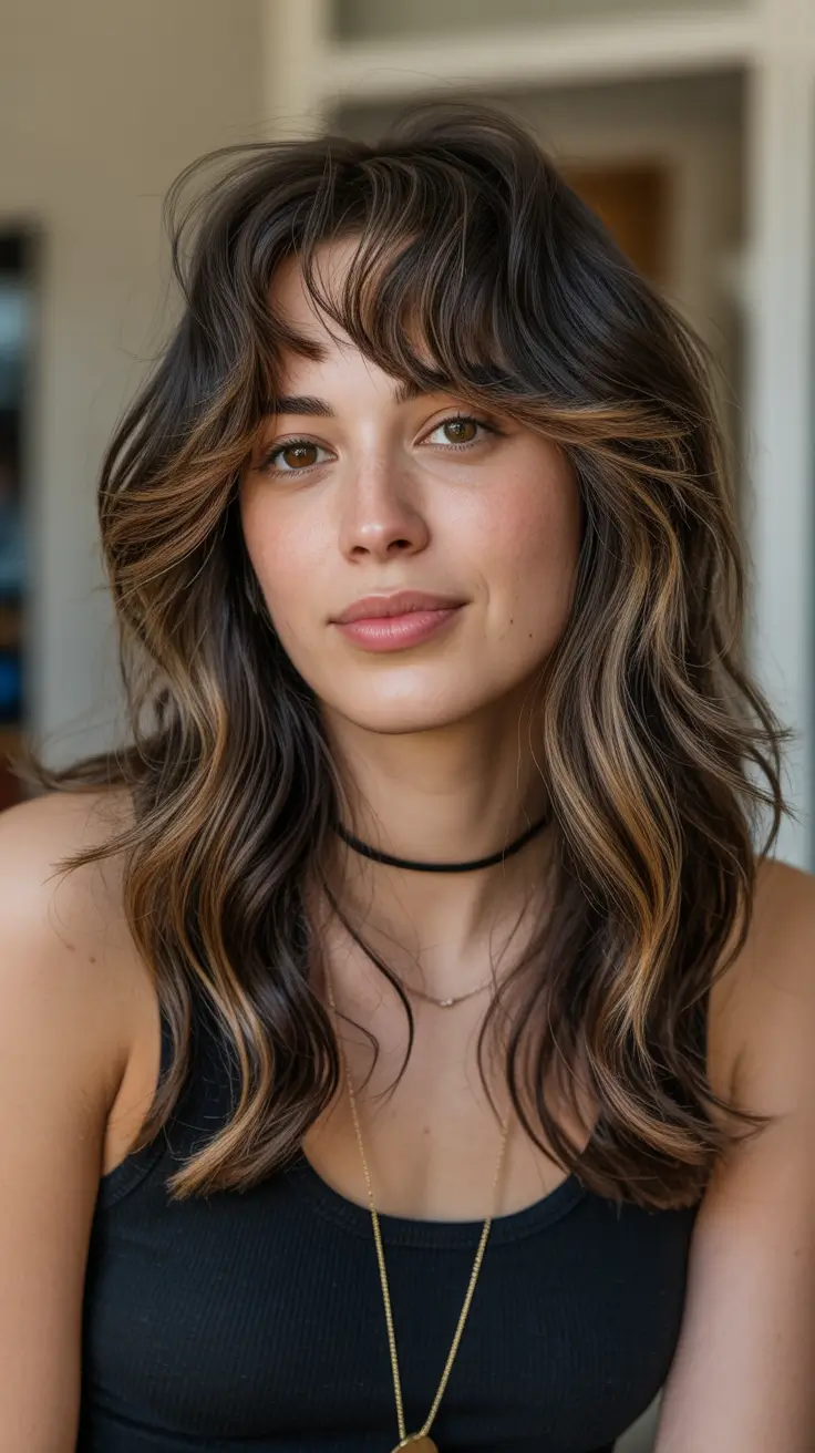 Winter Haircuts for Round Faces 2025 2026 Style Guide Feathered Layers with Lived-In Highlights