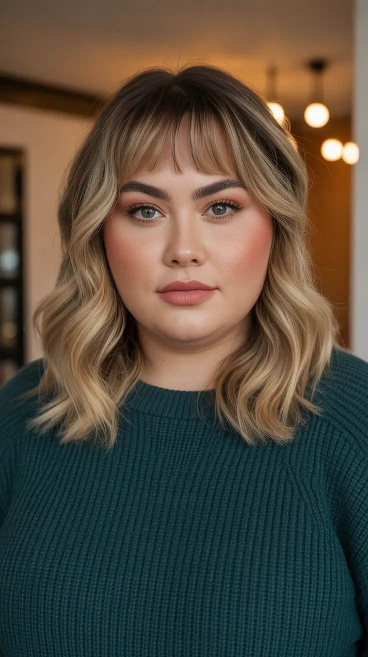 Winter Hairstyles 2025–2026 for Plus Size Women Modern Shag with Wispy Bangs