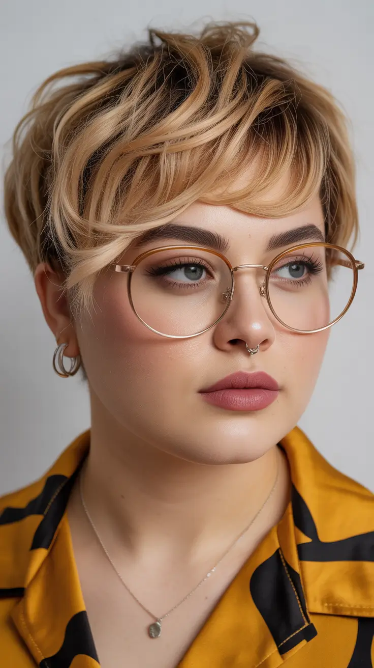 Winter Hairstyles 2025–2026 for Plus Size Women Pixie Crop with Tousled Bangs