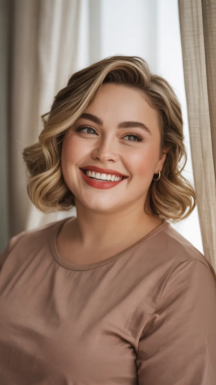 Winter Hairstyles 2025–2026 for Plus Size Women Soft Retro Curls