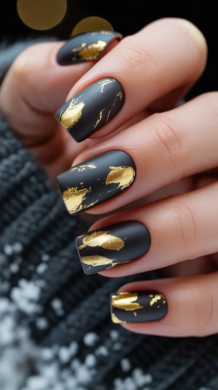 Winter Holiday Nails 2025-2026 Black Velvet Luxe