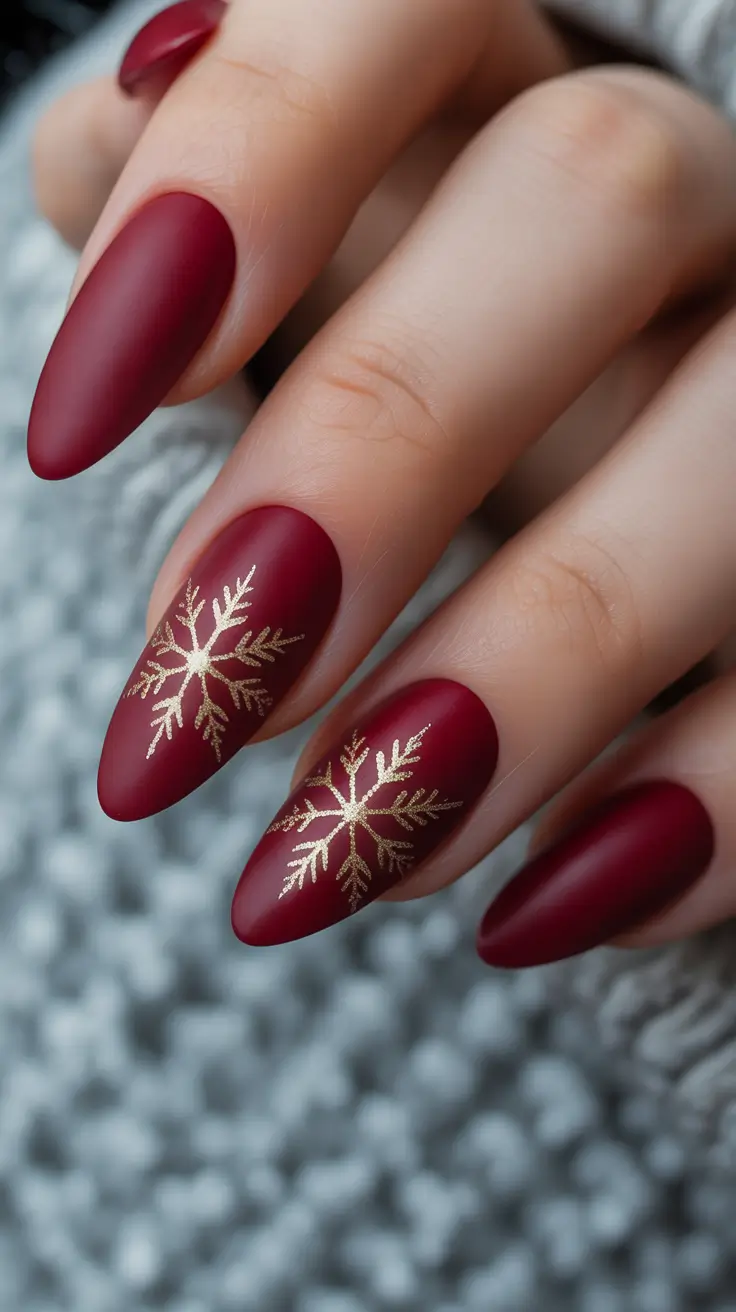 Winter Holiday Nails 2025-2026 Velvet Crimson Elegance
