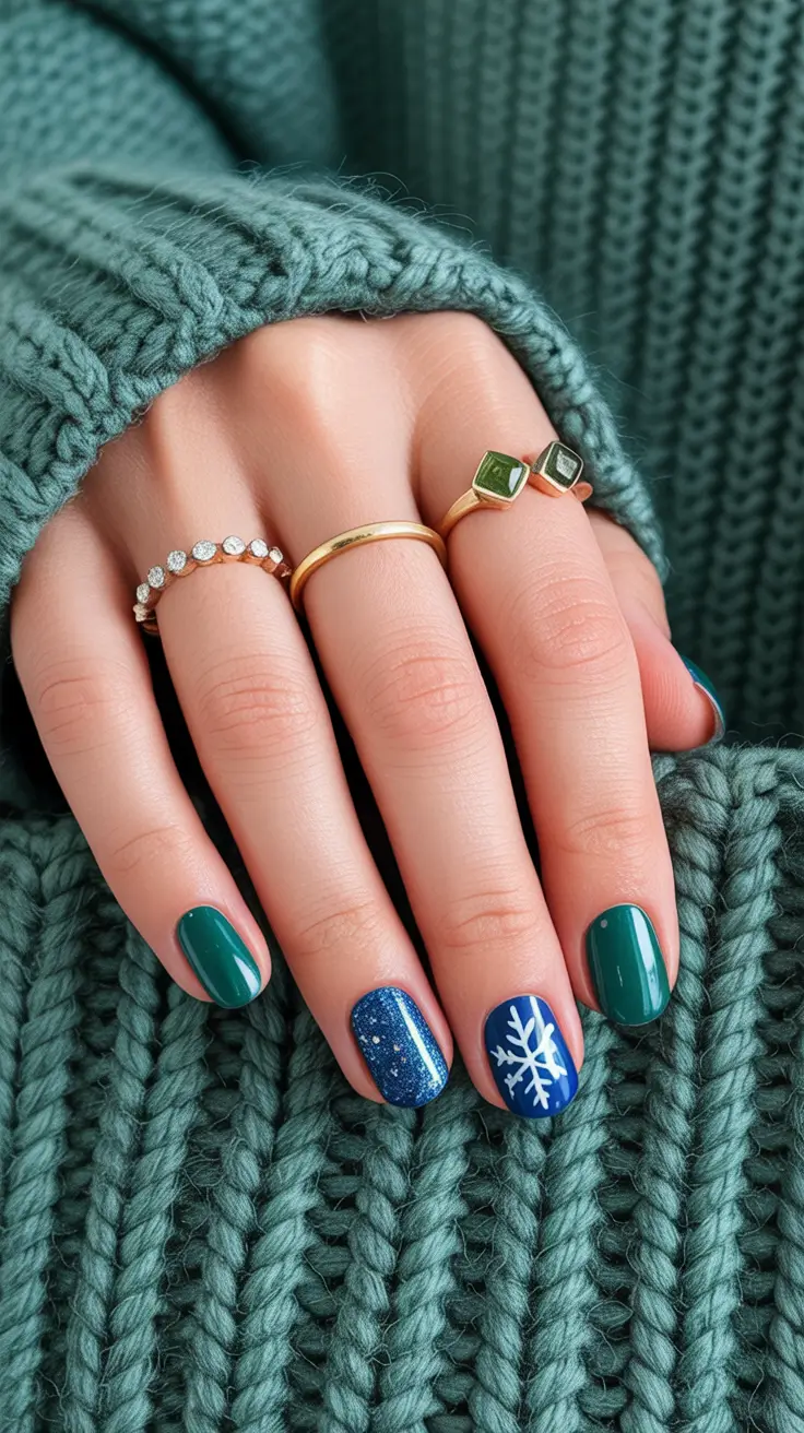 Winter Holiday Nails 2025-2026 Frosty Evergreen Mix