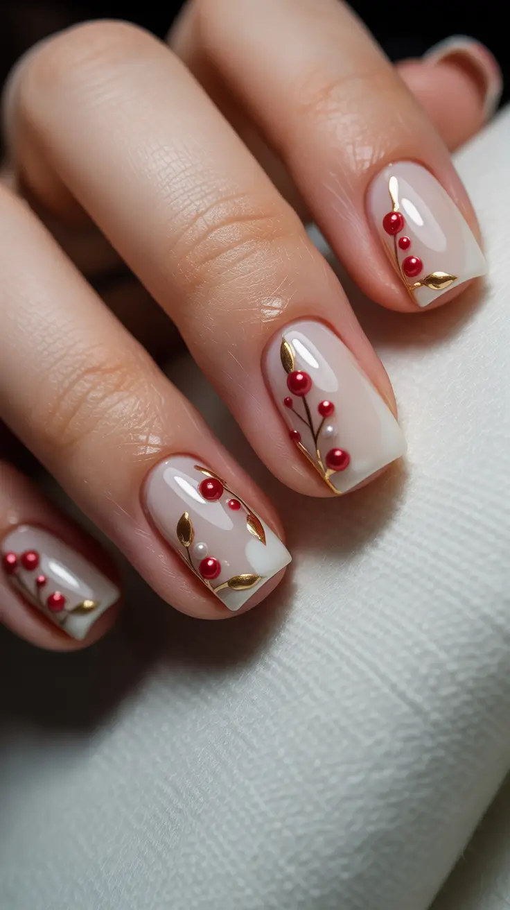 Winter Holiday Nails 2025-2026 Golden Berries Charm