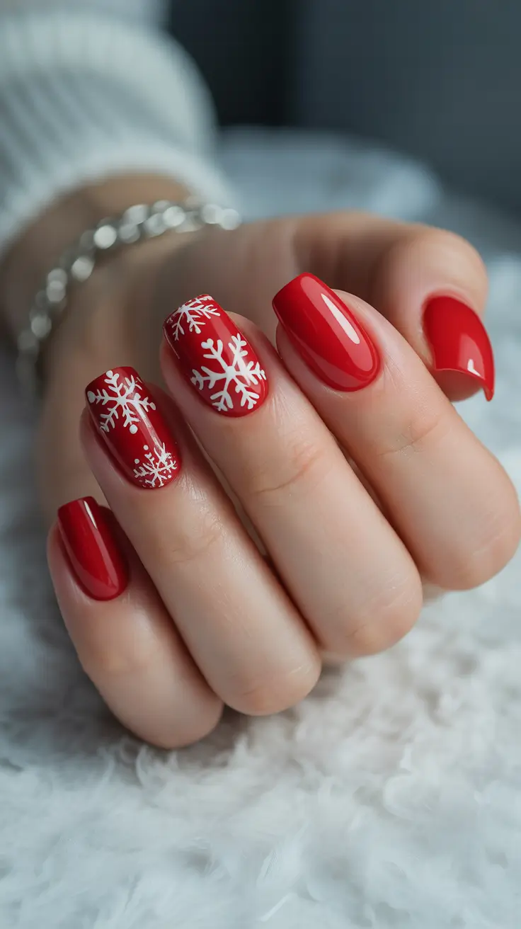 Winter Holiday Nails 2025-2026 Cherry Snow Magic