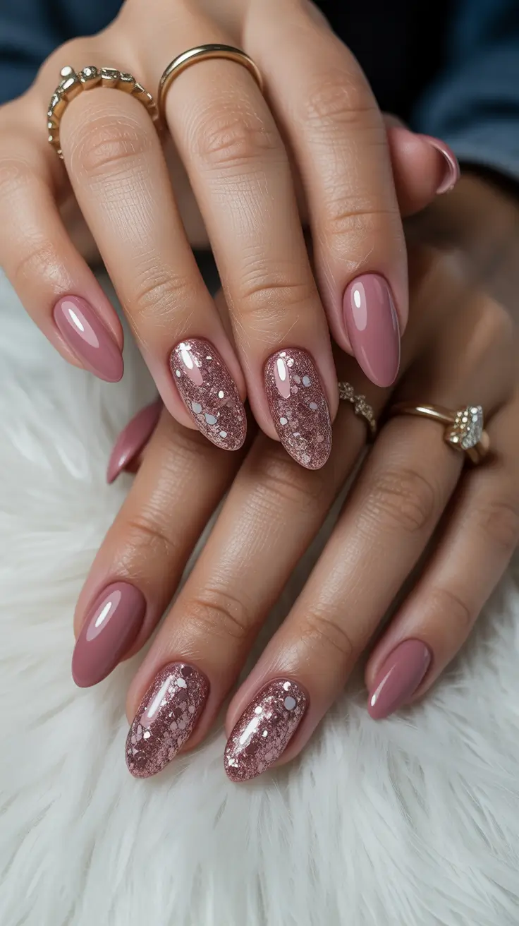 Winter Holiday Nails 2025-2026 Rose Shimmer Dreams