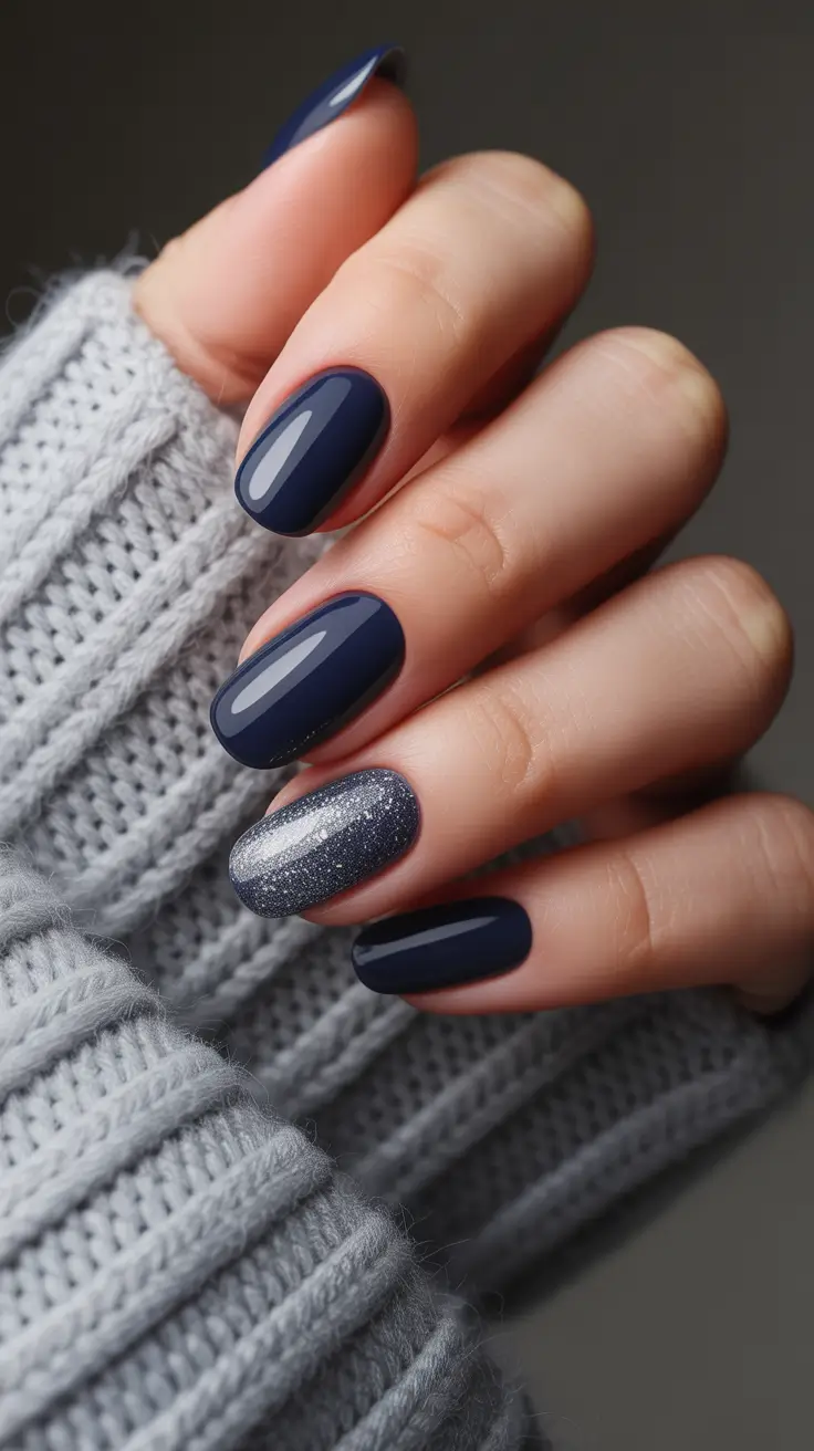 winter nail colors and designs ideas 2025-2026 Midnight Sparkle Elegance